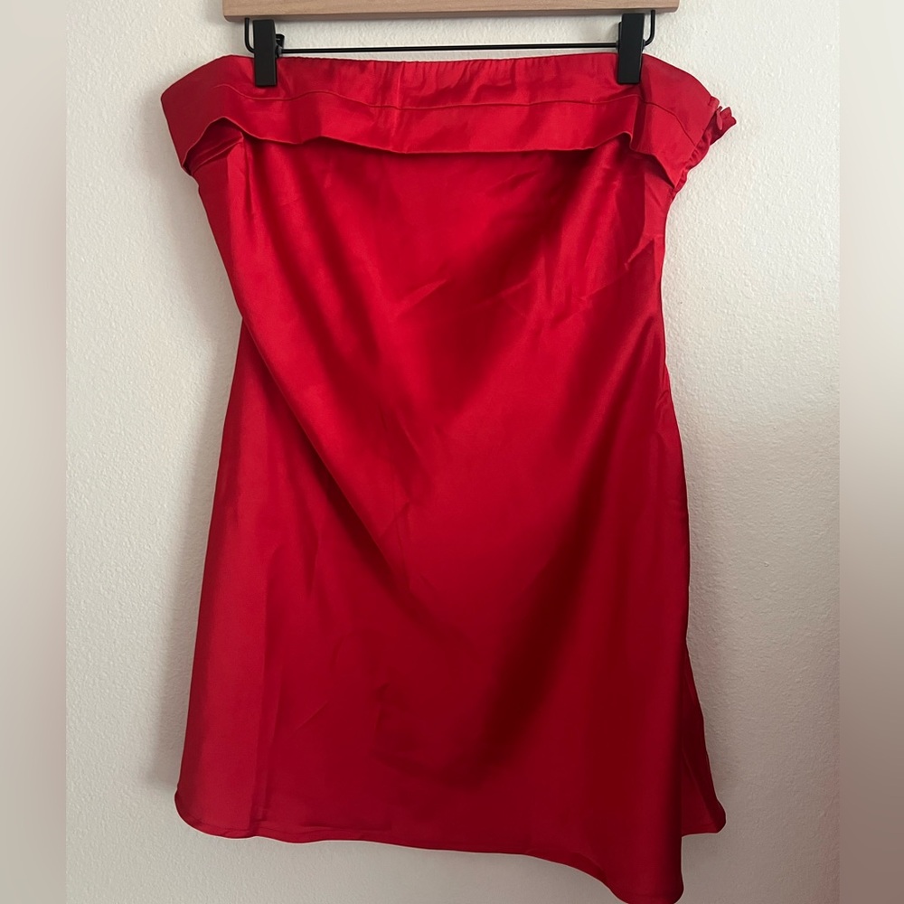 Princess Polly Red Satin Strapless Mini Dress